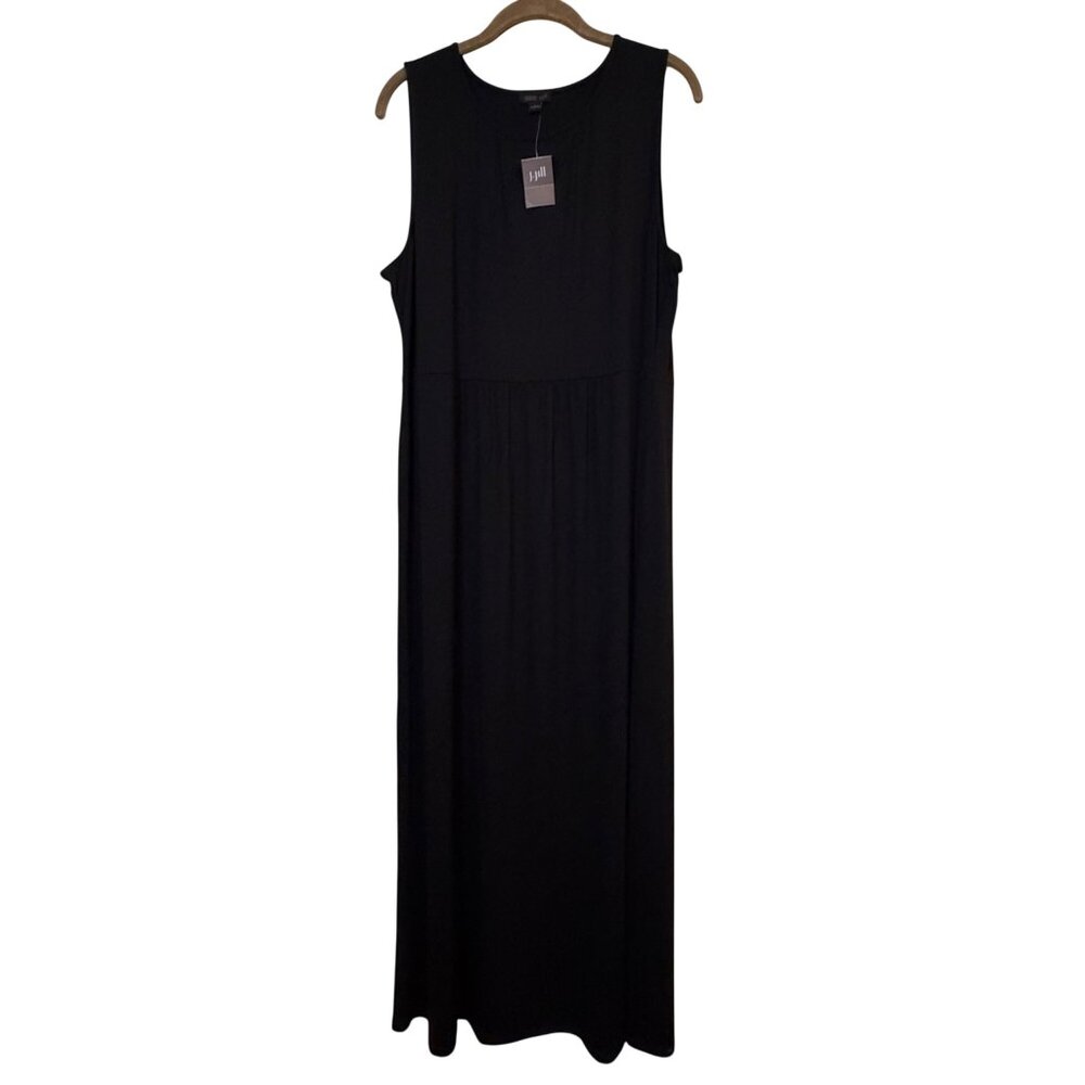 NWT J. Jill Wearever Sleeveless Black Maxi Jersey Tank Stretch Dress Size Large